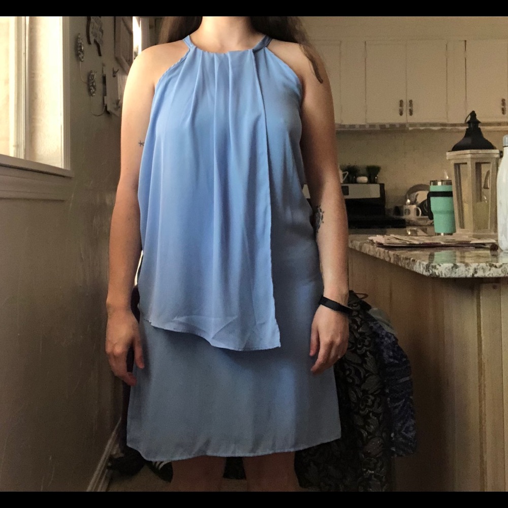 Stella Luce Pastel Blue Midi Wrap Dress